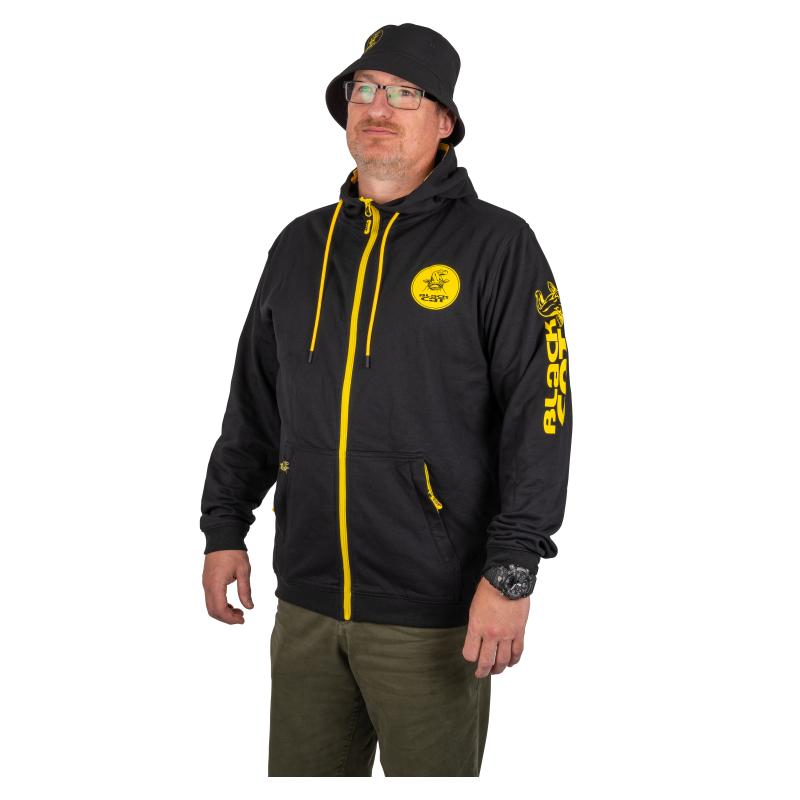 Black Cat Black Zip Hoody Small