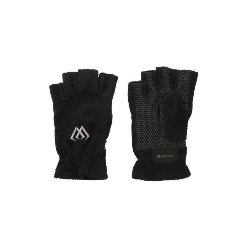 Mikado Fleece Handschuhe - Halbfinger - Gr&ouml;&szlig;e XLSchwarz / Grau