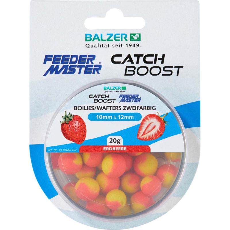 Balzer Zweifarbige Boilies (Wafter) 10mm und 12mm gemischt, Rot-gelb-Erdbeere
