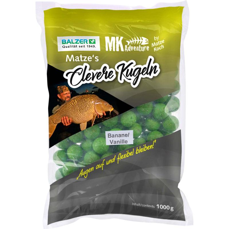Balzer MK Boilies Clevere Kugel Banane-Vanille 15 und 20mm gemischt, 1kg