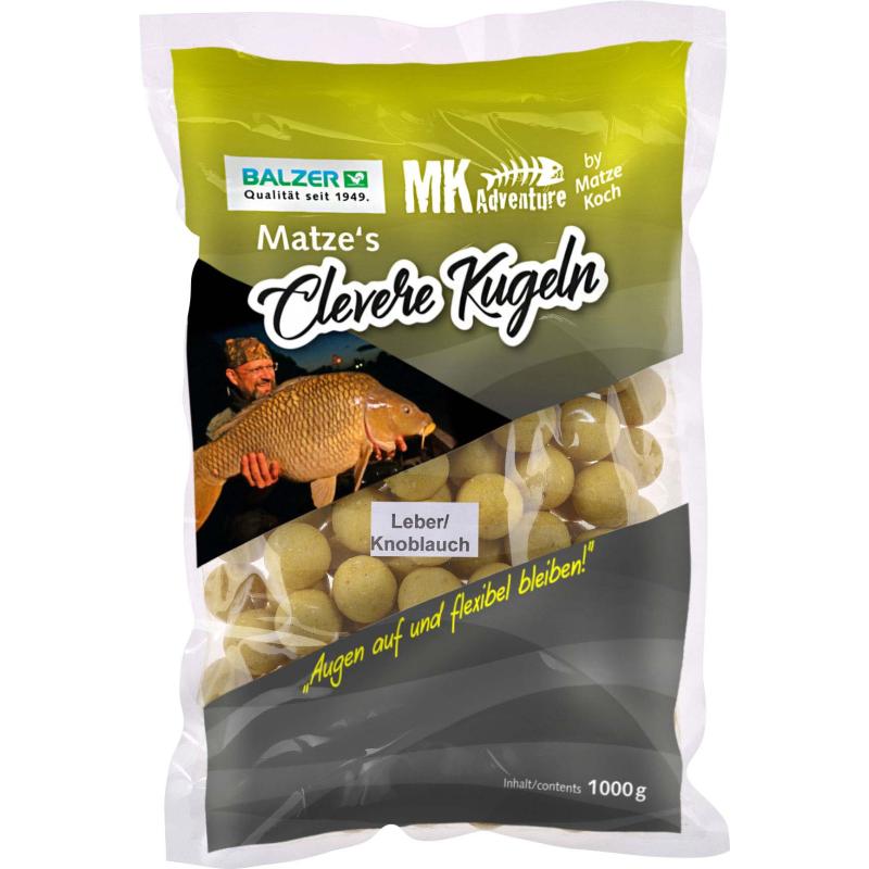 Balzer MK Boilies Clevere Kugel Leber-Knoblauch 15 und 20mm gemischt, 1kg