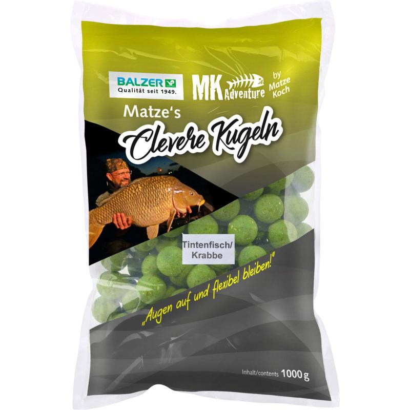 Balzer MK Boilies Clevere Kugel Tintenfisch-Krabbe 15 und 20mm gemischt, 1kg