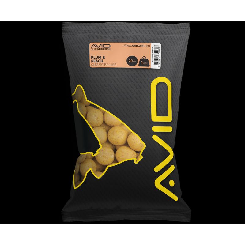 Avid Plum & Peach Boilies 20mm 1 kg