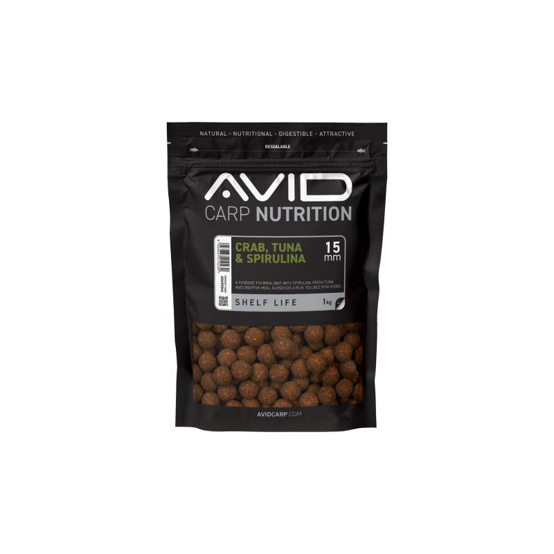 Avid Crab, Tuna & Spirulina Boilies - 15mm (1kg)