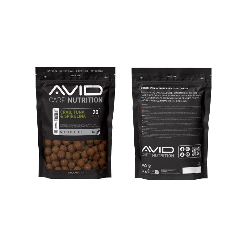 Avid Crab, Tuna & Spirulina Boilies - 20mm (1kg)