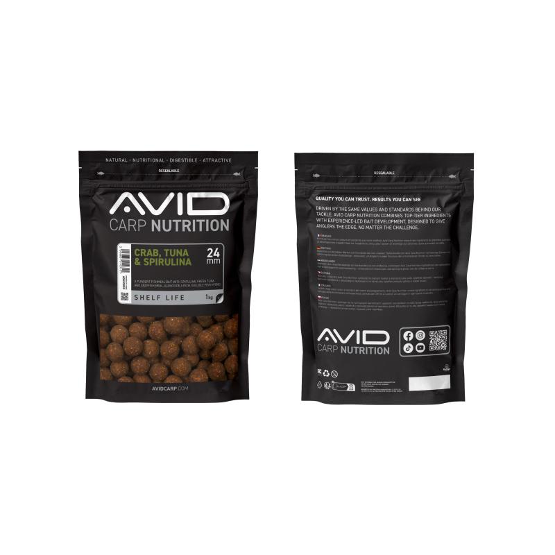 Avid Crab, Tuna & Spirulina Boilies - 24mm (1kg)