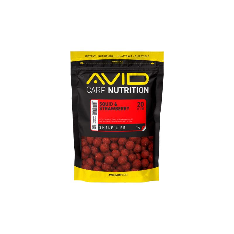 Avid Squid & Strawberry Boilies - 20mm (1kg)