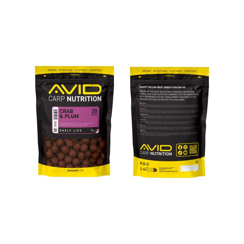 Avid Crab & Plum Boilies - 20mm (1kg)