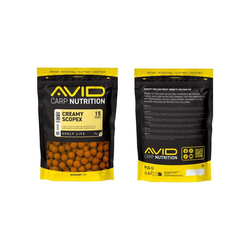 Avid Creamy Scopex Boilies - 15mm (1kg)