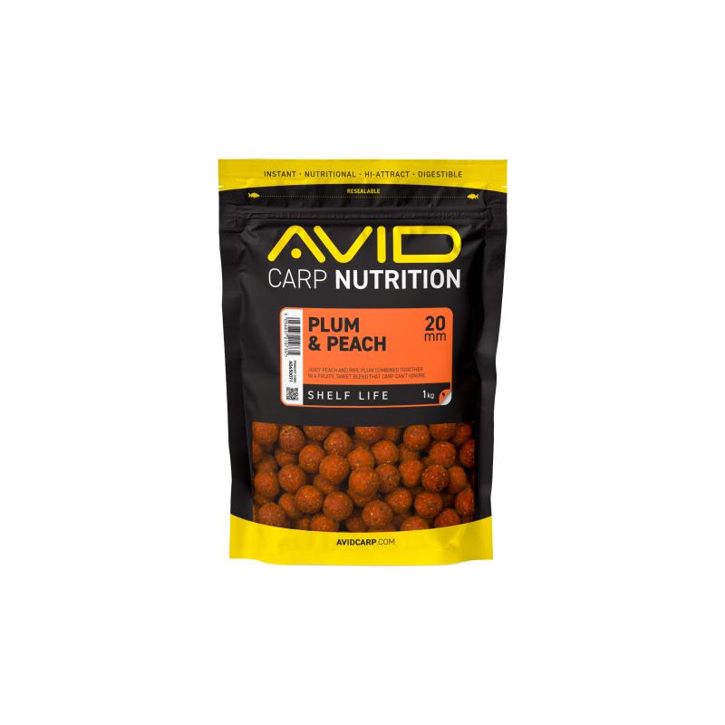Avid Plum & Peach Boilies - 20mm (1kg)