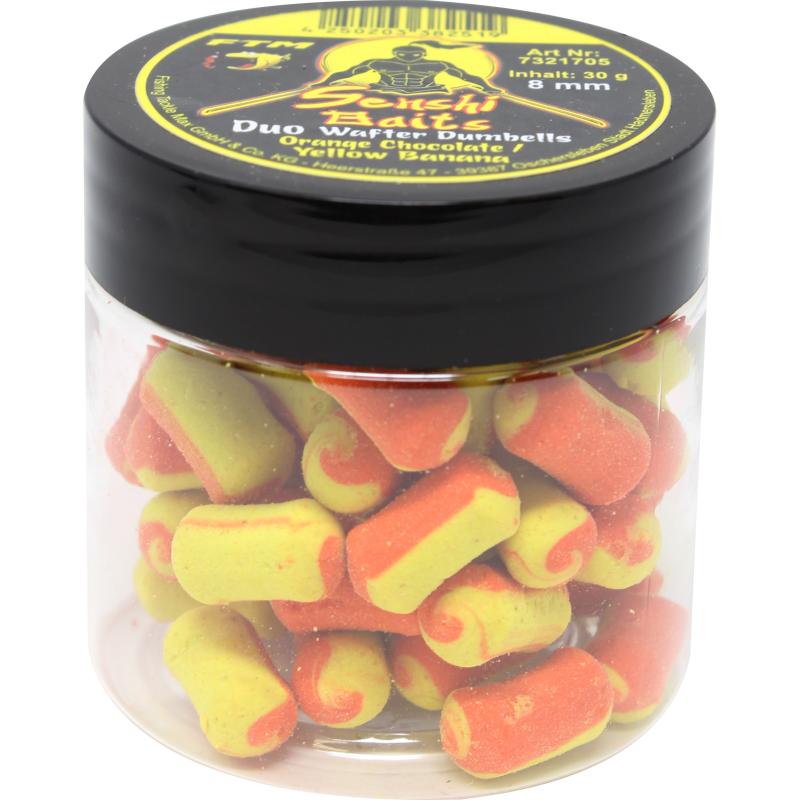 FTM Senshi Baits Senshi Baits Duo Wafter Dumbells 8 mm Orange Chocolate / Yellow Banana