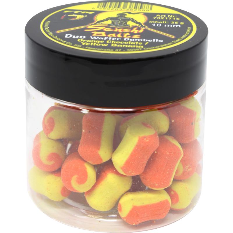 FTM Senshi Baits Senshi Baits Duo Wafter Dumbells 10 mm Orange Chocolate / Yellow Banana