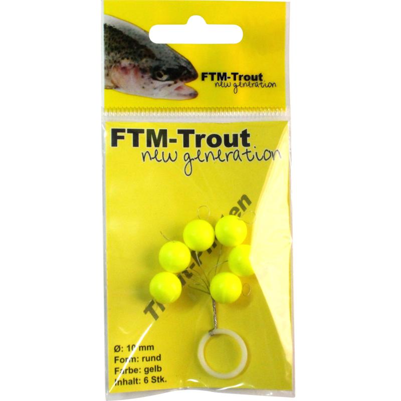 FTM Trout Piloten rund gelb 10mm Inh.6 Stk