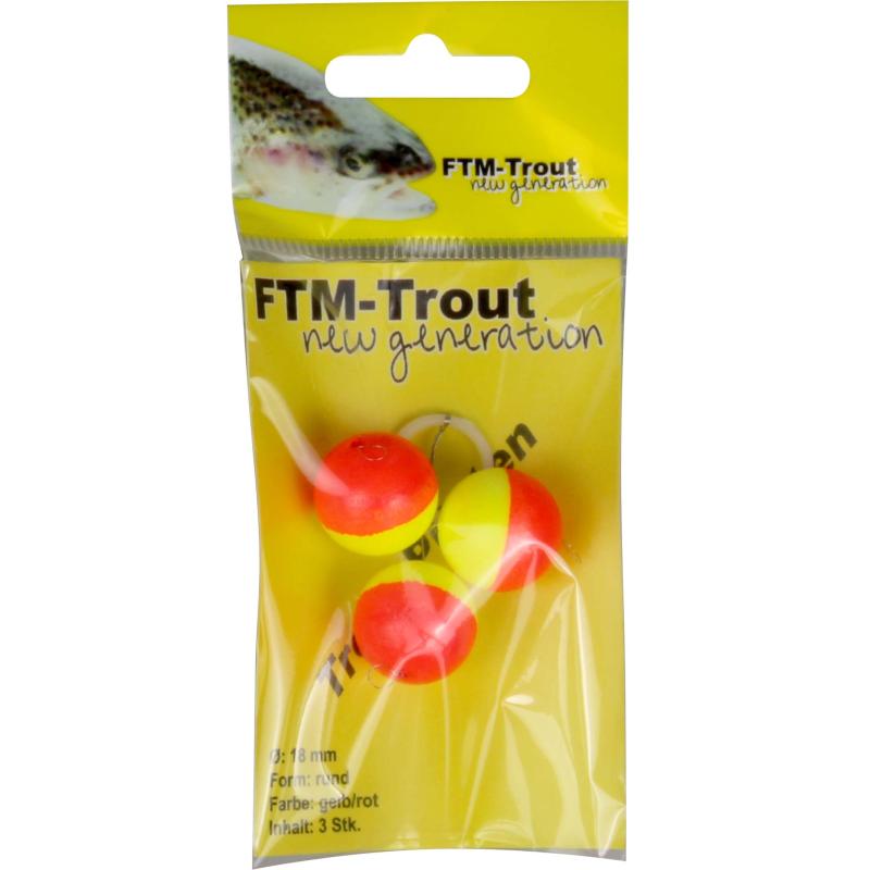 Produktbild FTM Trout Piloten rund orange/gelb 18mm Inh.3 Stk.