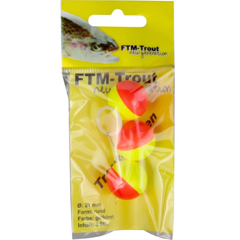 FTM Trout Piloten rund orange/gelb 21mm Inh.3 Stk.