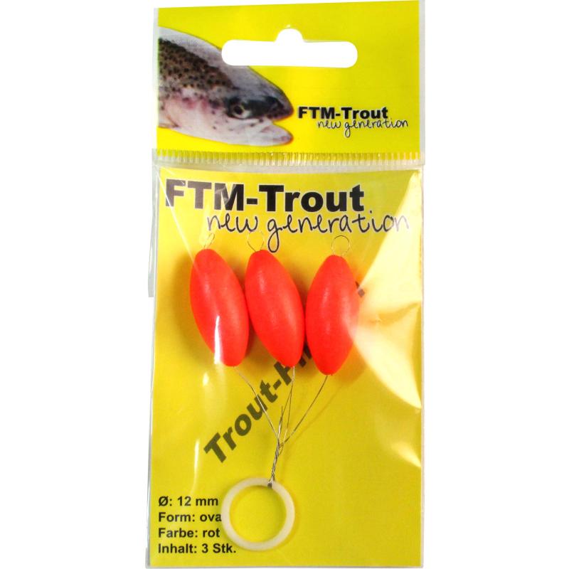 FTM Trout Piloten oval rot 12mm Inh.3 Stk.