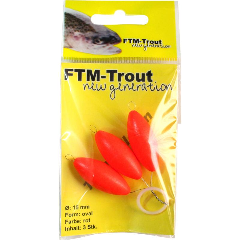 FTM Trout Piloten oval rot 15mm Inh.3 Stk.