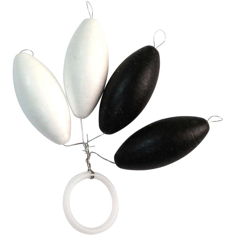 FTM Trout Piloten oval 2x schwarz / 2x wei&szlig; 12mm Inh. 4 Stk.
