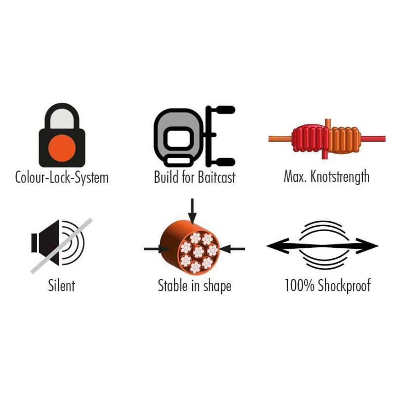 Climax 135m 0,15mm 8X Neverfade Baitcast hi-vis orange