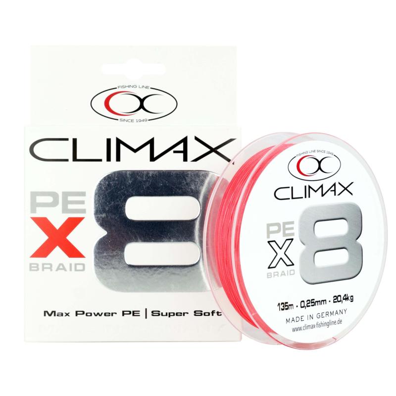 Climax 135m 0,06mm 8X Braid hi-vis rot