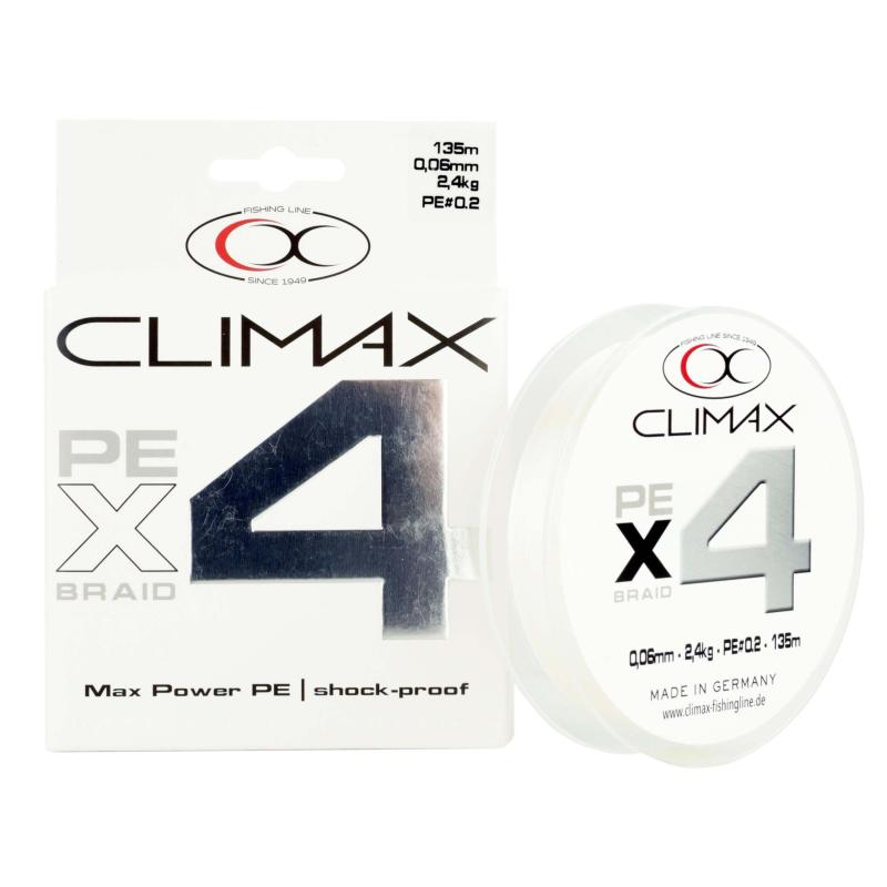 Climax 135m 0,08mm 4X Braid weiss