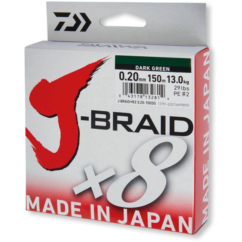 Produktbild Daiwa J-Braid X8 chartreuse 0.13mm 8.0kg 150m