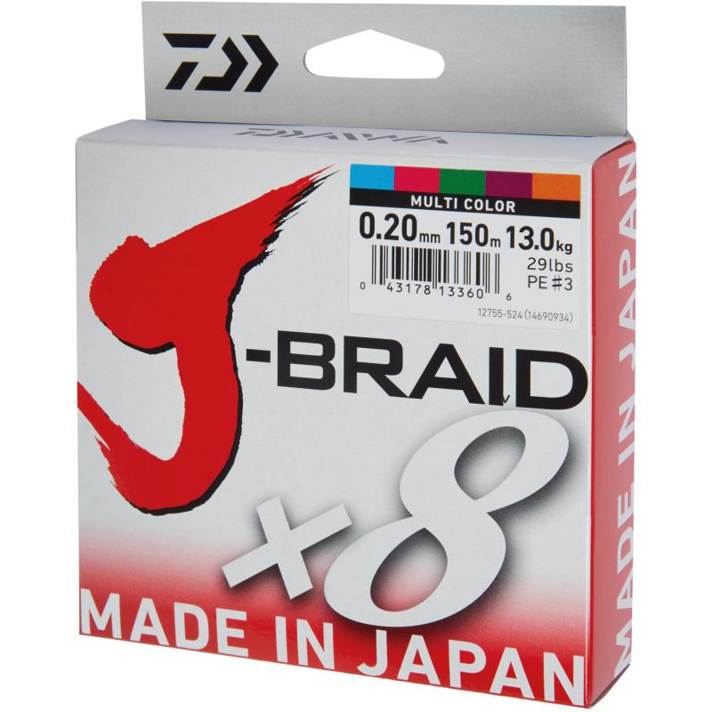 Daiwa J-Braid X8 multi color 0.20mm 13.0kg 150m