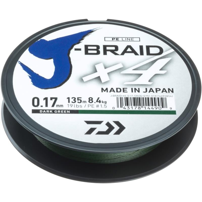 Daiwa J-Braid X4E 0.25mm-135m dunkelgr&uuml;n
