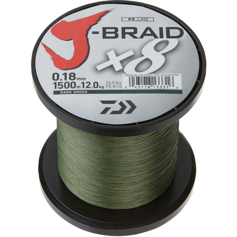 Daiwa J-Braid X8 0.18mm-1500m d.green