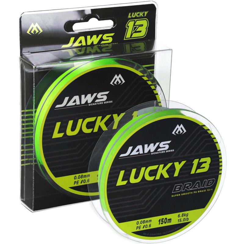 Mikado Geflochtene Schn&uuml;re Jaws Lucky 13 0.08mm/6.8Kg/150M Fluo Zielona