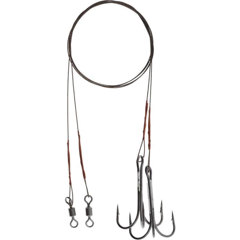 Mikado Stahl-Leader - Mit Wirbel Und Drilling 40cm/10Kg - Braun - 2 Stck 1