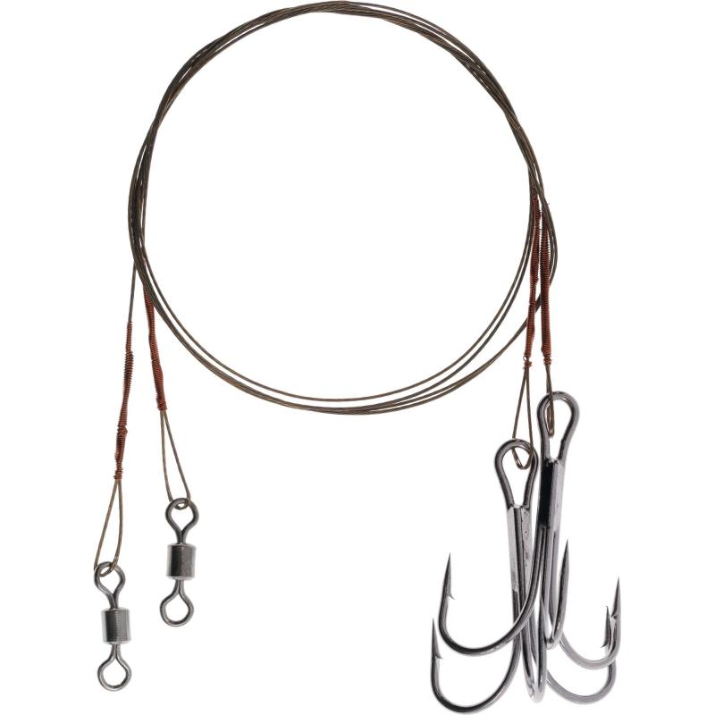 Mikado Stahl-Leader - Mit Wirbel Und Drilling 40cm/10Kg - Braun - 2 Stck 2