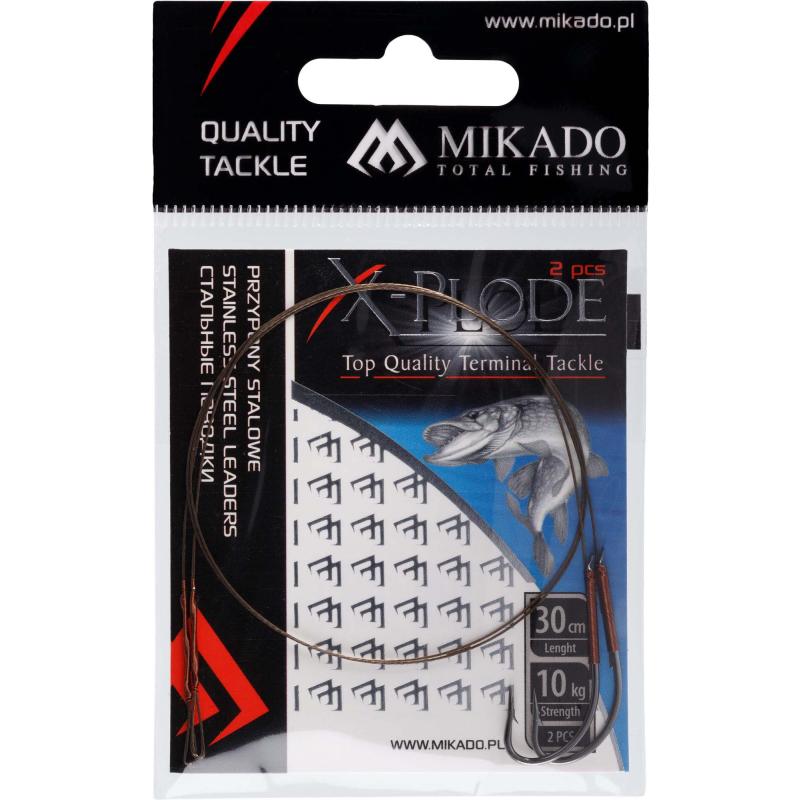 Mikado Stahl-Leader - Mit Wirbel Und Haken 30cm/10Kg - Braun - 2 Stck. 2/0