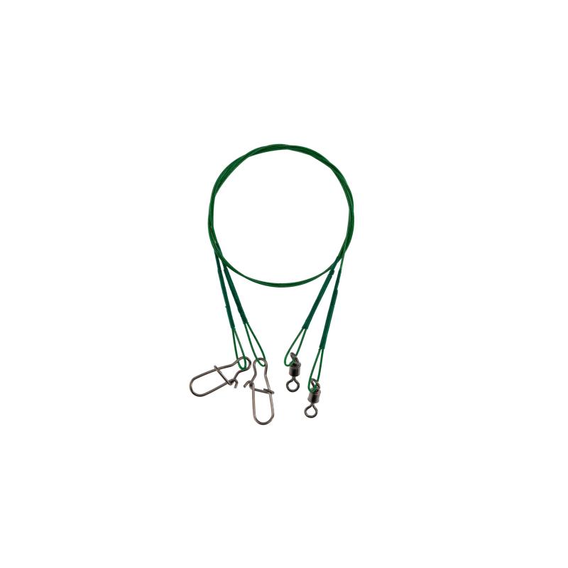 Mikado Stahl-Leader - Mit Wirbel Und Safety Snap 25cm/10Kg - Gr&uuml;n 2Stck