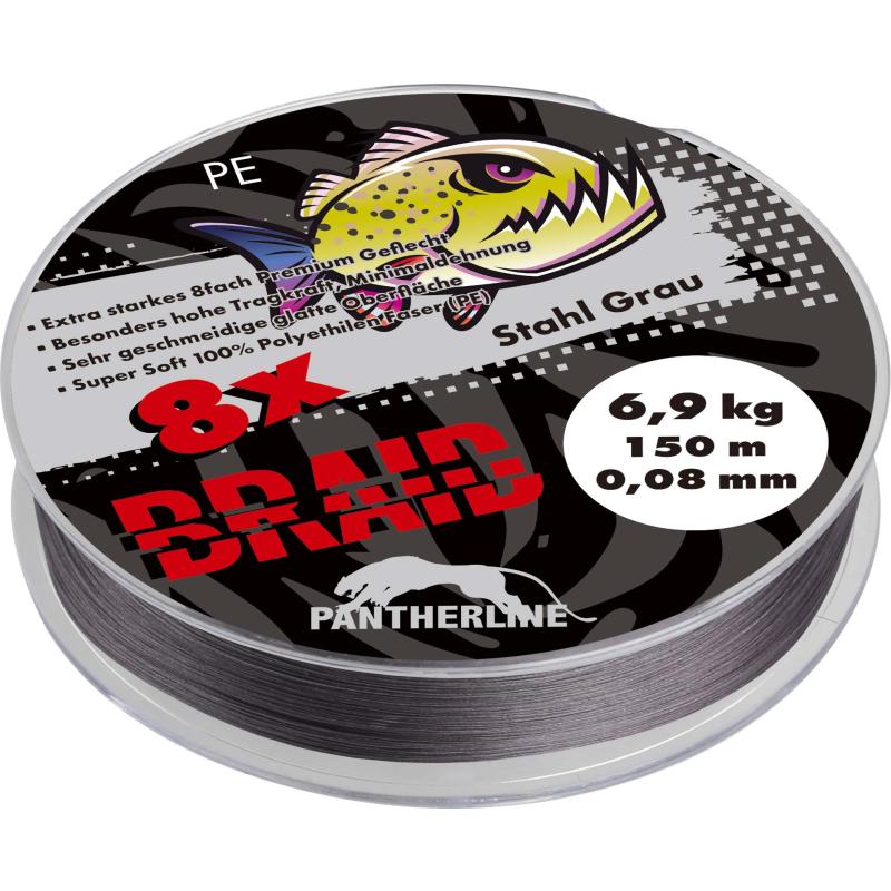 Produktbild Paladin Pantherline Braid 8x gefl. 150m 0,10mm 7,9kg Grau