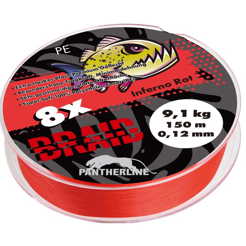 Produktbild Paladin Pantherline Braid 8x gefl. 150m 0,10mm 7,9kg Rot