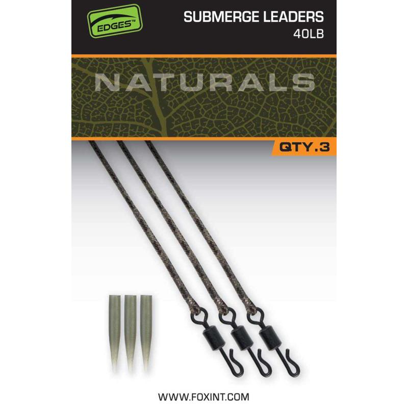 Fox Naturals Submerged Leaders 40lb x 3