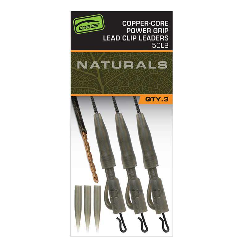 Fox Edges Naturals Copper-Core Power Grip Lead Clip Leaders x3