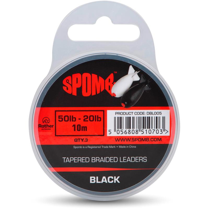 Spomb Tapered Braided Leaders Black 3pcs 50lb-20lb