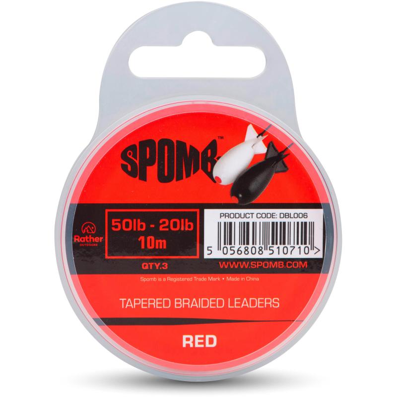 Spomb Tapered Braided Leaders Red 3pcs 50lb-20lb