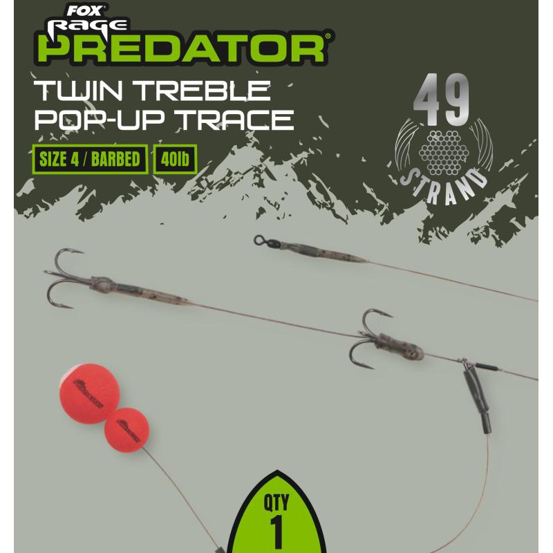 Fox Rage Twin Treble Pop-Up Trace Size 4 40lb
