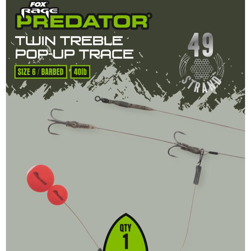 Fox Rage Twin Treble Pop-Up Trace Size 6 40lb