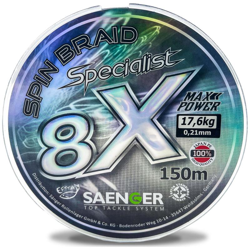 S&auml;nger SAE 8 X Spec. Spin Smoke 150m 0,10mm/9,10kg