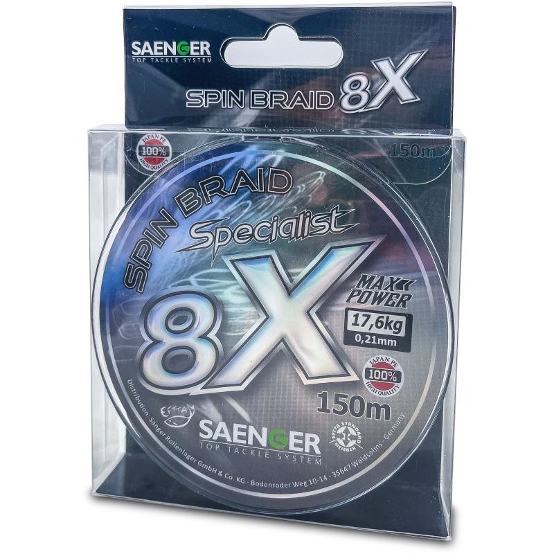 S&auml;nger SAE 8 X Spec. Spin Smoke 150m 0,21mm/17,60kg