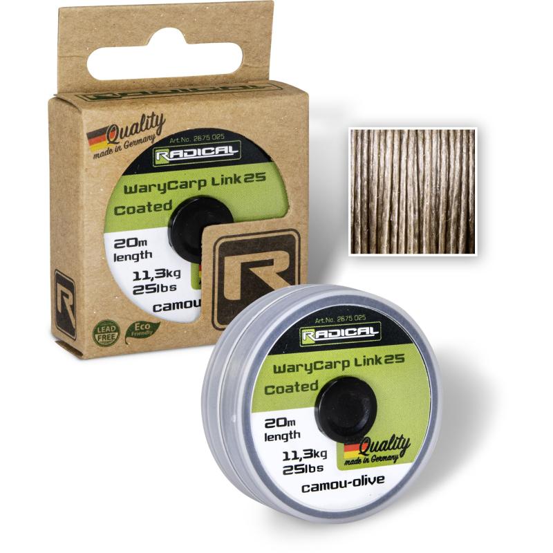 Radical WaryCarp Link Coated 25 L: 20m 11,3kg / 25lbs camou-olive