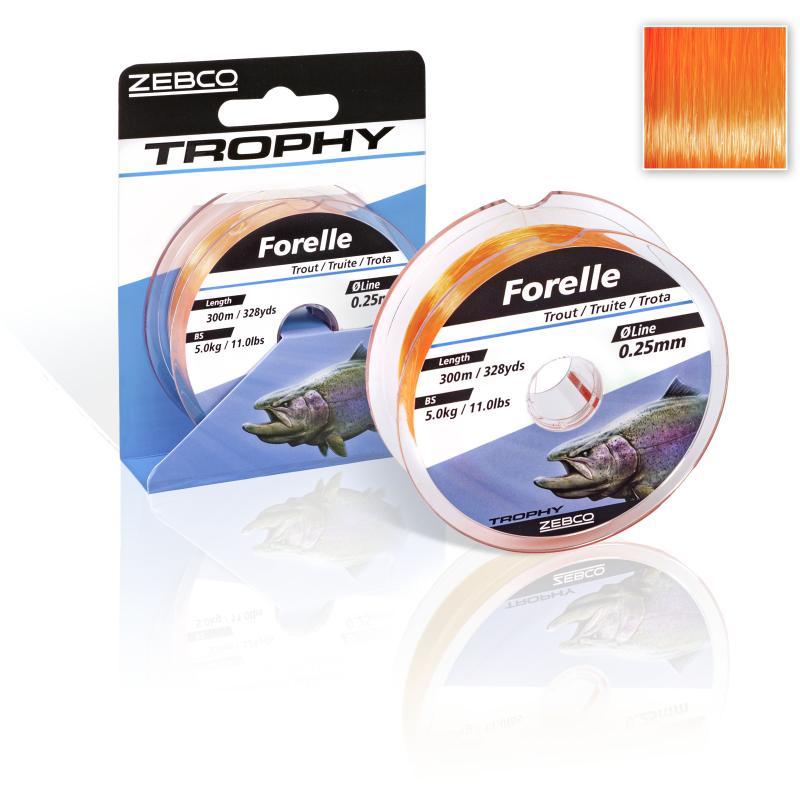 Zebco &Oslash; 0,22mm Trophy Forelle L: 300m 328yds 4,2kg / 9,3lbs fluo orange