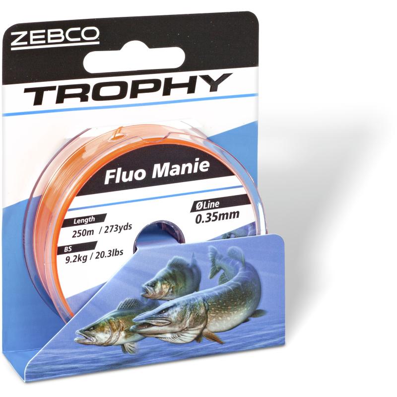 Zebco &Oslash; 0,28mm Trophy Fluo Manie L: 300m 328yds 5,9kg / 13,0lbs fluo rot