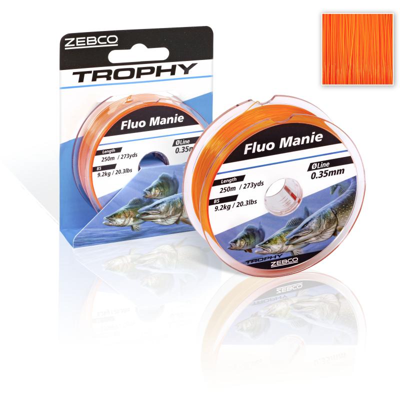 Zebco &Oslash; 0,35mm Trophy Fluo Manie L: 250m 273yds 9,2kg / 20,3lbs fluo rot