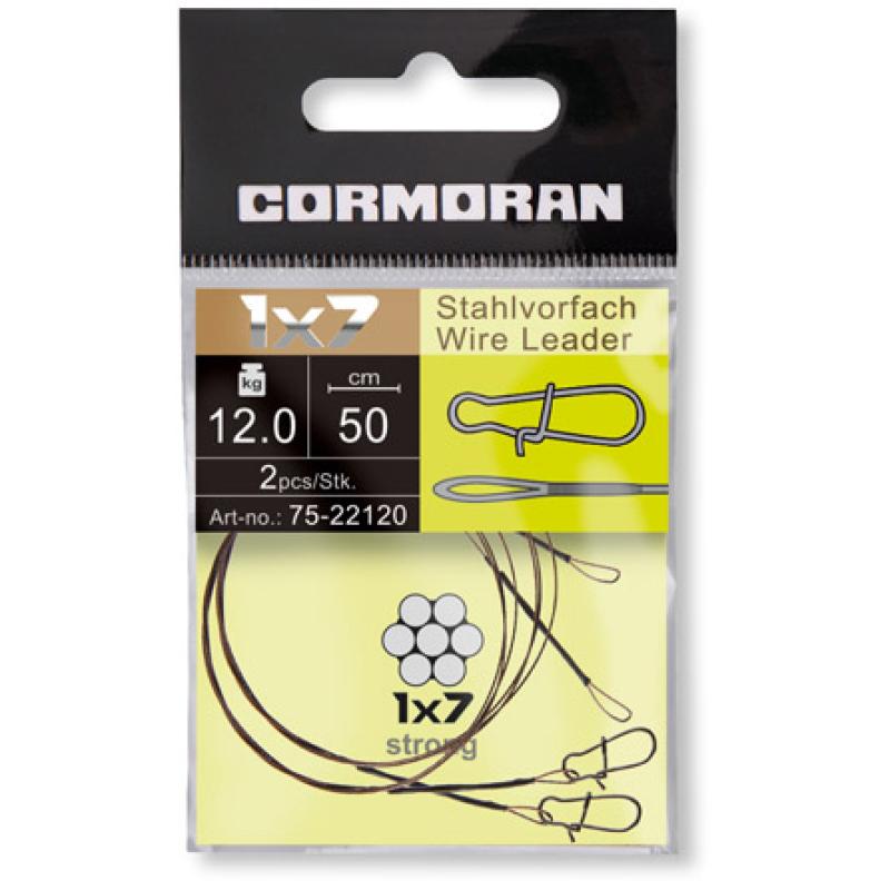Cormoran 1x7 Stahlvorfach braun mit Schlaufe und Karabiner 50cm 6kg SB2