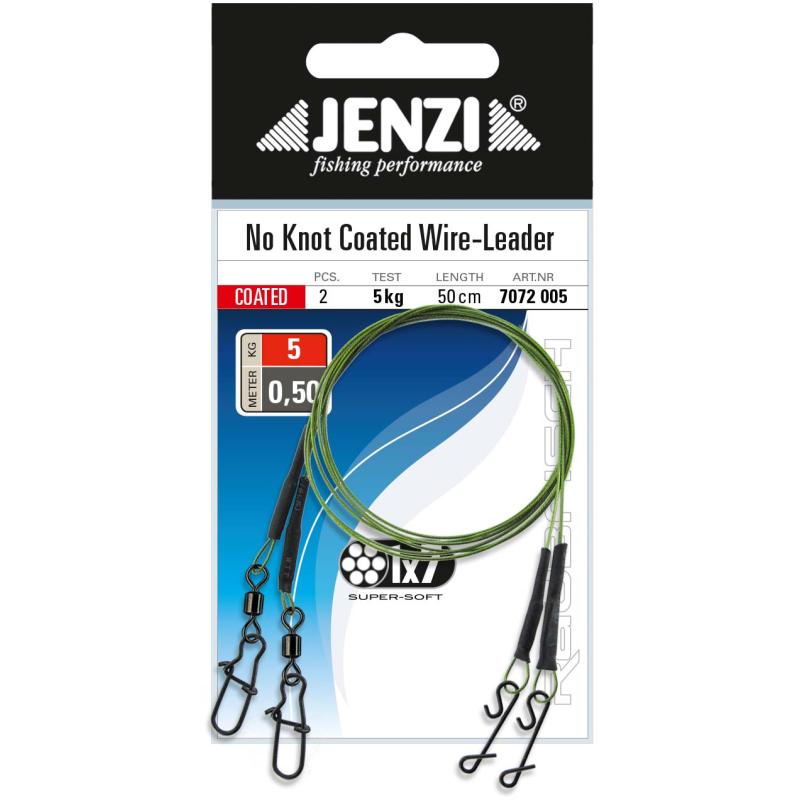 Jenzi 1x7 No-Knot Stahlvorfach 5kg, 50cm